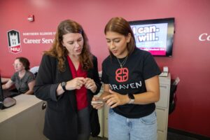 NIU Career Services helping a student.
